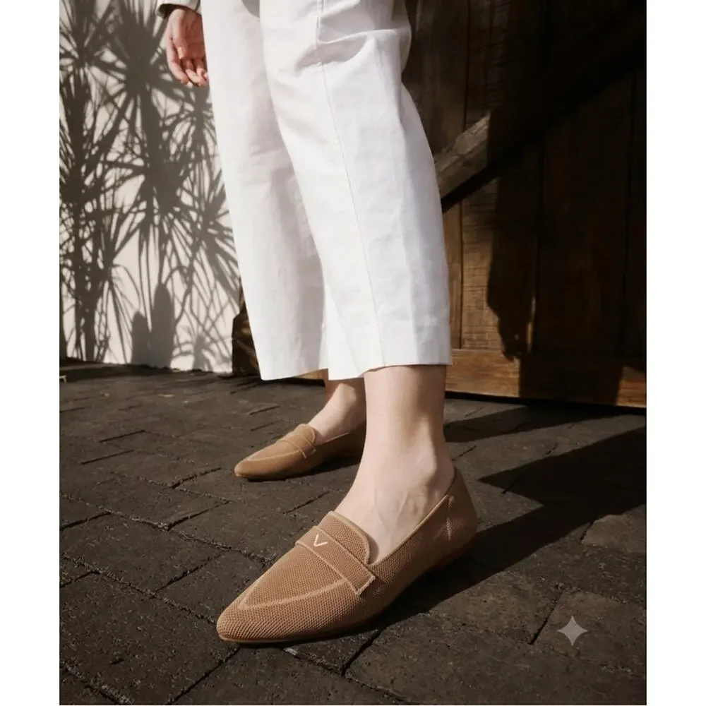 VIVAIA Beige Knit Pointed Toe Slip-On Loafer Flats Size 40